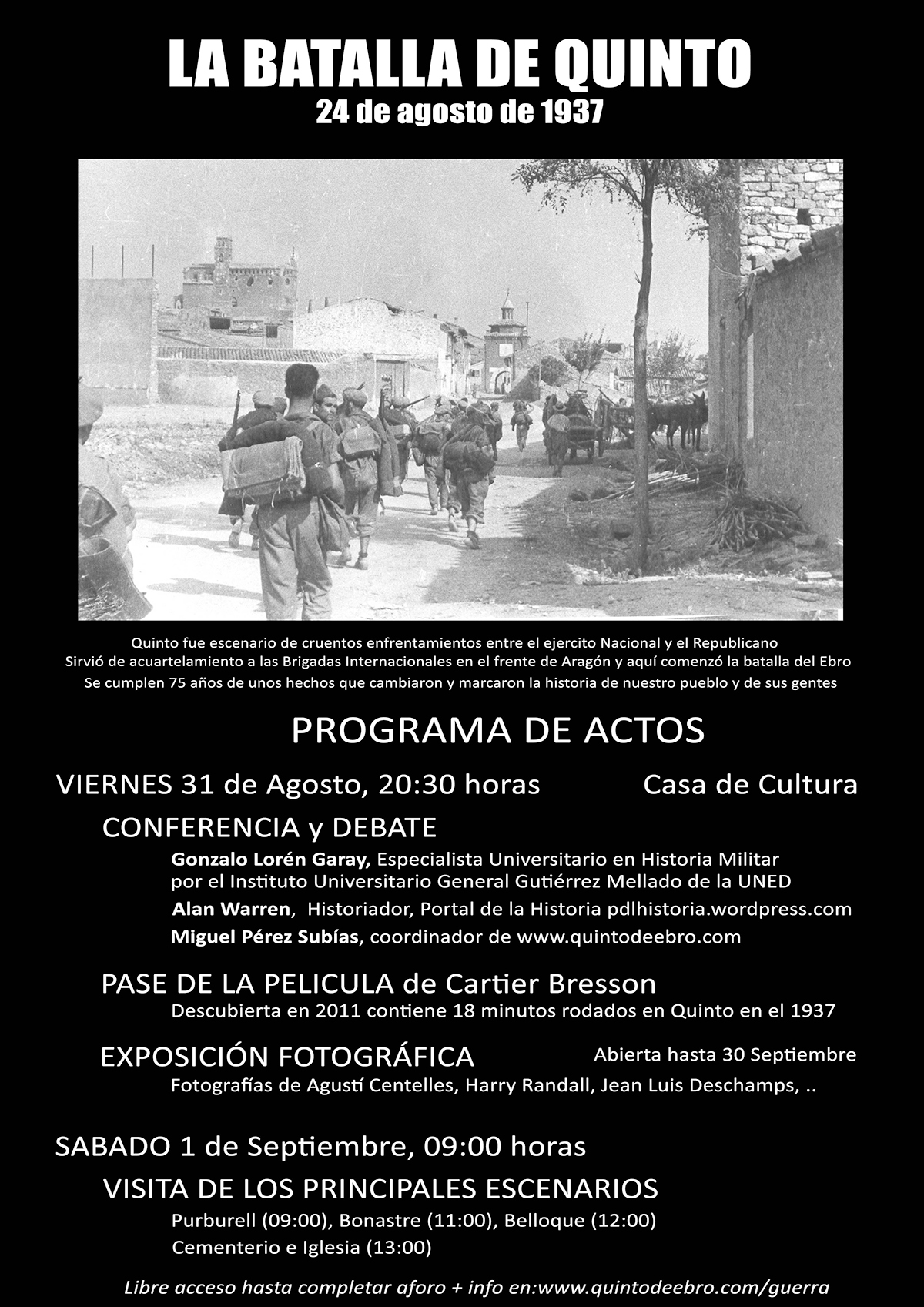 Cartel de la exposici�n fotogr�fica del 75 aniversario de la Batalla de Quinto