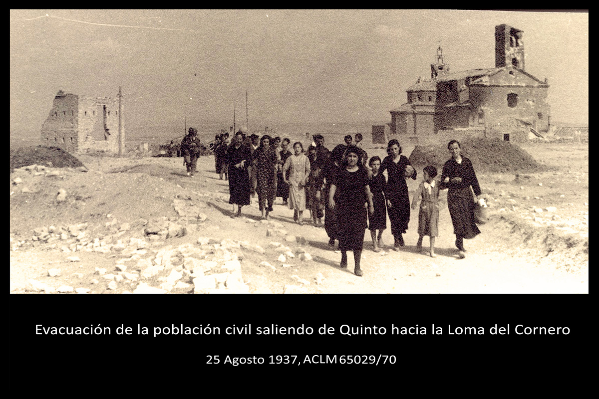 Evacuaci�n civil durante la batalla de Quinto