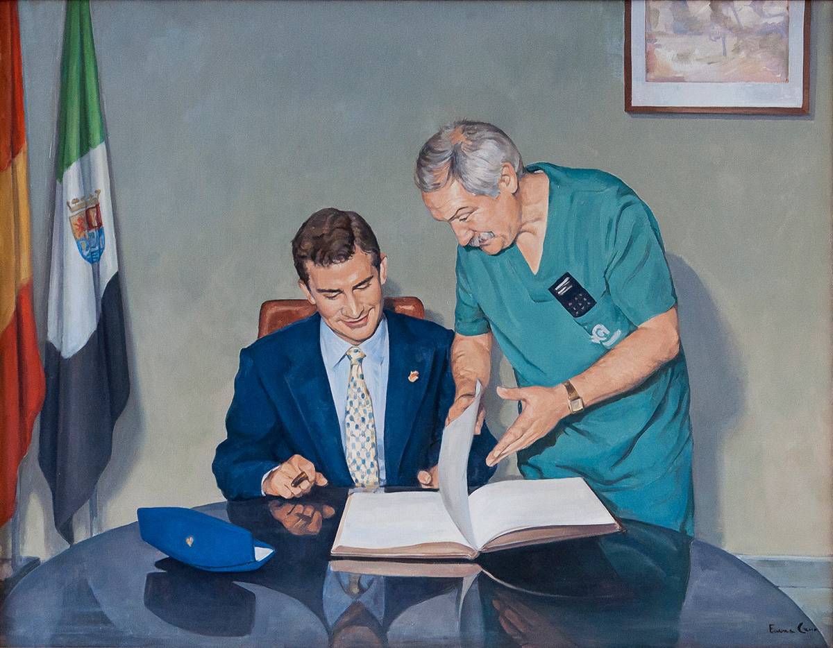 Retrato de Jesús Usón Gargallo con el Principe de Asturias